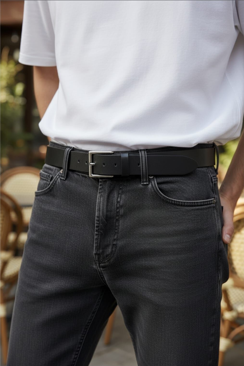 Hakiki Deri Siyah Renk Kot KEMER 4 cm