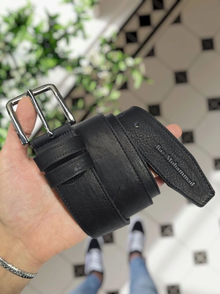 Hakiki Deri Siyah Napa Renk Kot KEMER 4 cm
