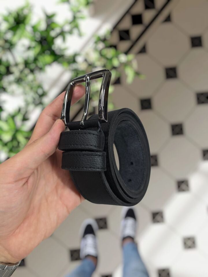 Hakiki Deri Siyah Napa Renk Kot KEMER 4 cm