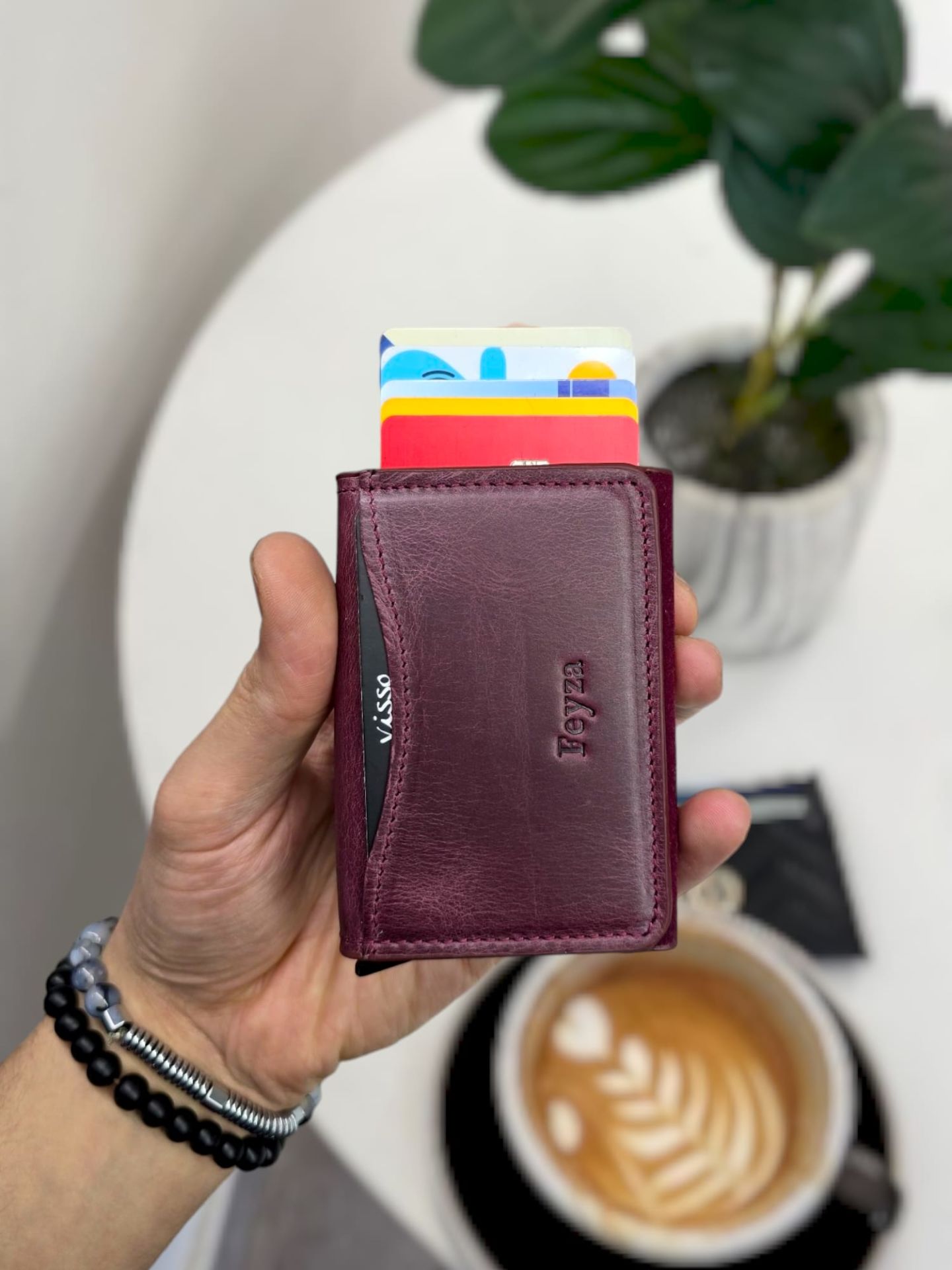 VİSSO 682 HAKİKİ DERİ  ÇANTA İSME ÖZEL  MEKANİZMALI KARLIK Bordo Crayz