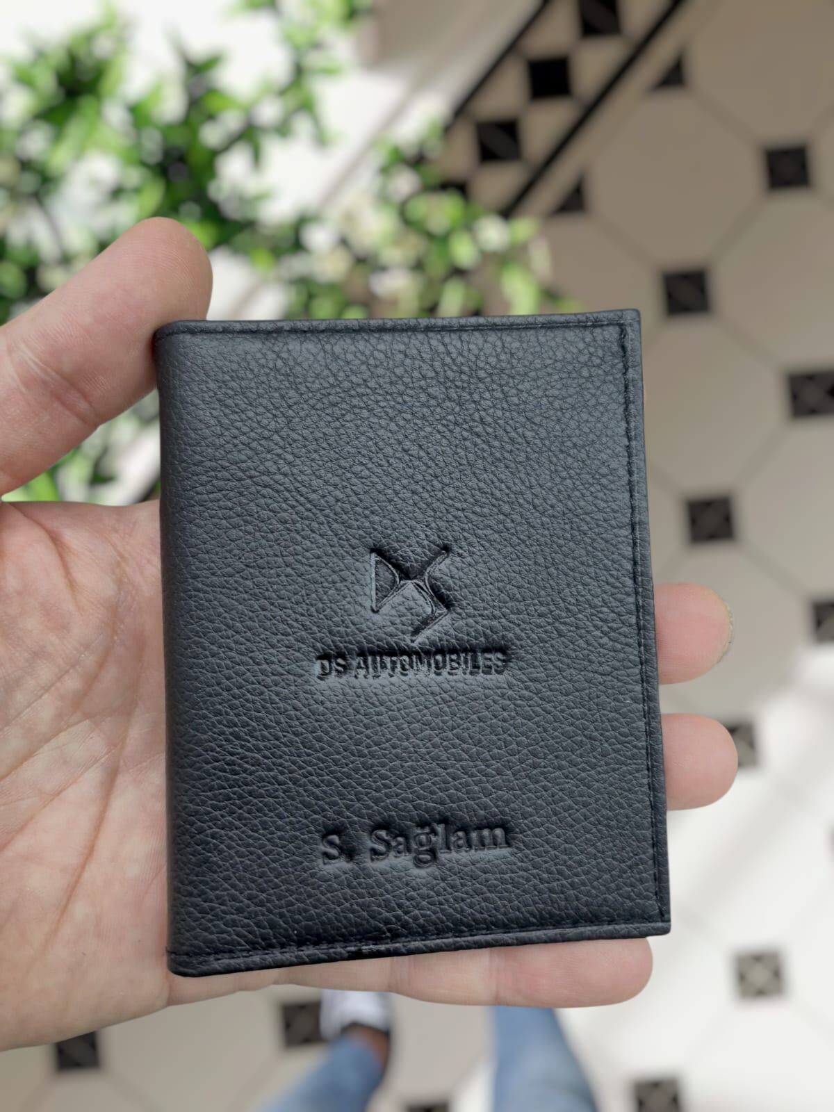 Ds Automobiles VİSSO 1904 Hakiki Deri Araç Ruhsat Kılıfı İsme Özel Çanta Erkek Kadın Modeli DS AUTO Siyah