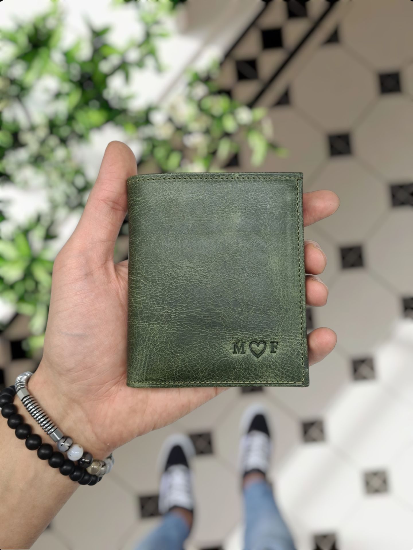 VİSSO 111 CEPLİ HAKİKİ DERİ ÇANTA  İSME ÖZEL BOZUK PARA CEPLİ FERMUARLI ÇITÇITLI KADIN ERKEK CÜZDAN BAY Yeşil Granada