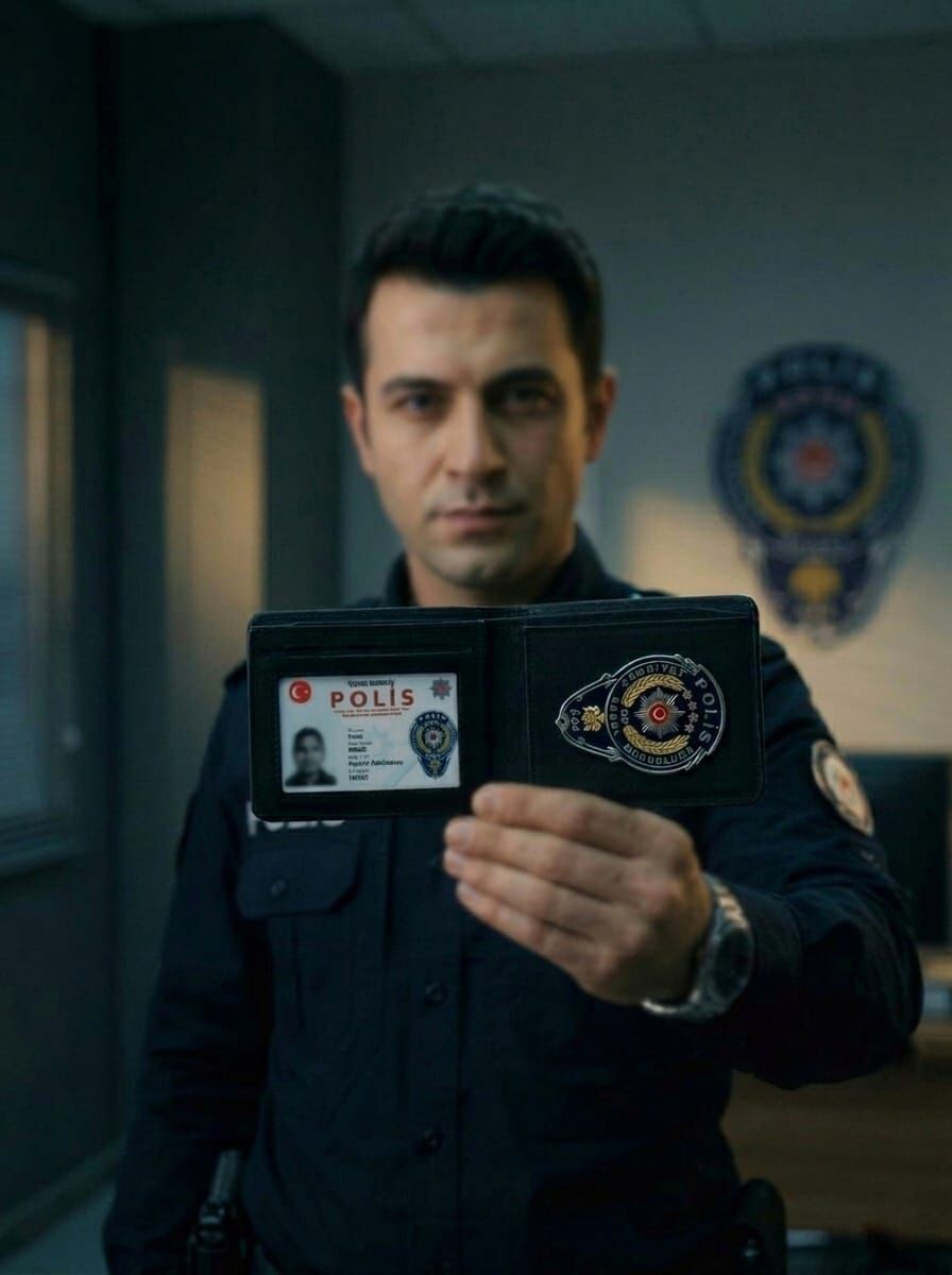 VİSSO 1236 Polis Rozetli HAKİKİ DERİ ÇANTA  SİYAH DERİ POLİS ROZETLİ KAĞIT PARA VE KİMLİK BÖLMELİ ERKEK KADIN CÜZDAN