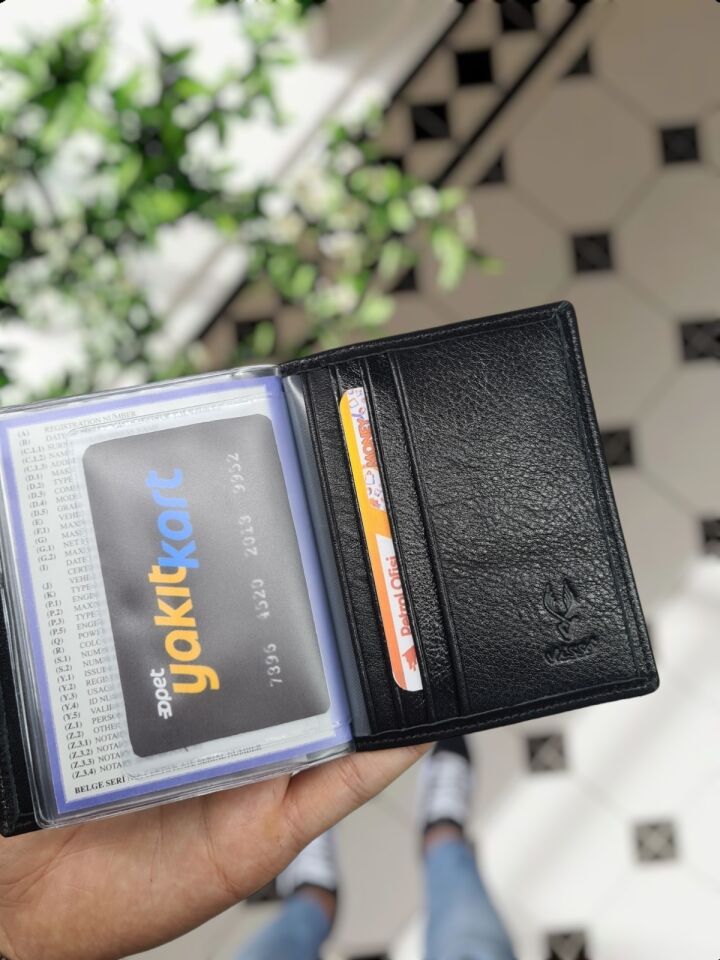 Renault VİSSO 1904 Hakiki Deri Araç Ruhsat Kılıfı İsme Özel Çanta Erkek Kadın Modeli RENAULT Siyah