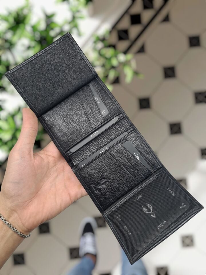 VİSSO 1131 Jandarma Rozetli HAKİKİ DERİ ÇANTA   İSME ÖZEL JANDARMA ROZETLİ KAĞIT PARA VE KİMLİK BÖLMELİ ERKEK VE KADIN CÜZDAN