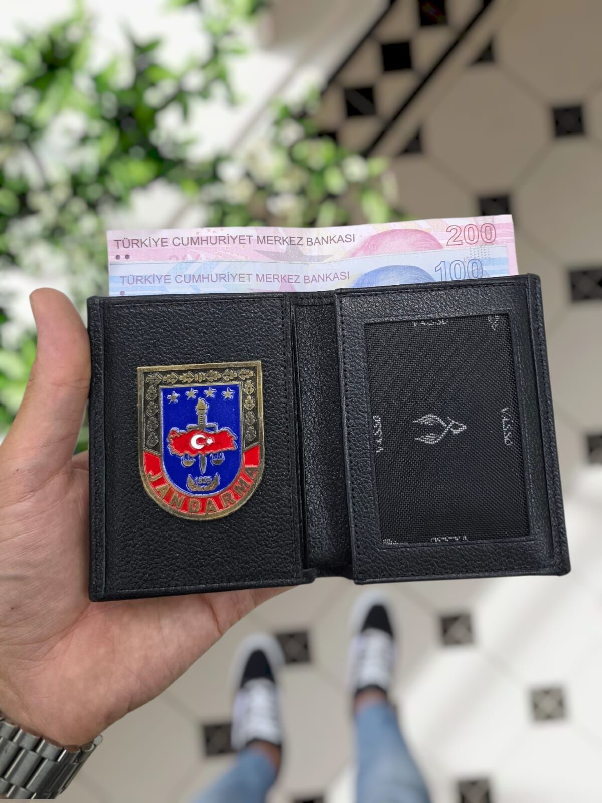 VİSSO 1131 HAKİKİ DERİ ÇANTA   İSME ÖZEL JANDARMA ROZETLİ KAĞIT PARA VE KİMLİK BÖLMELİ ERKEK VE KADIN CÜZDAN