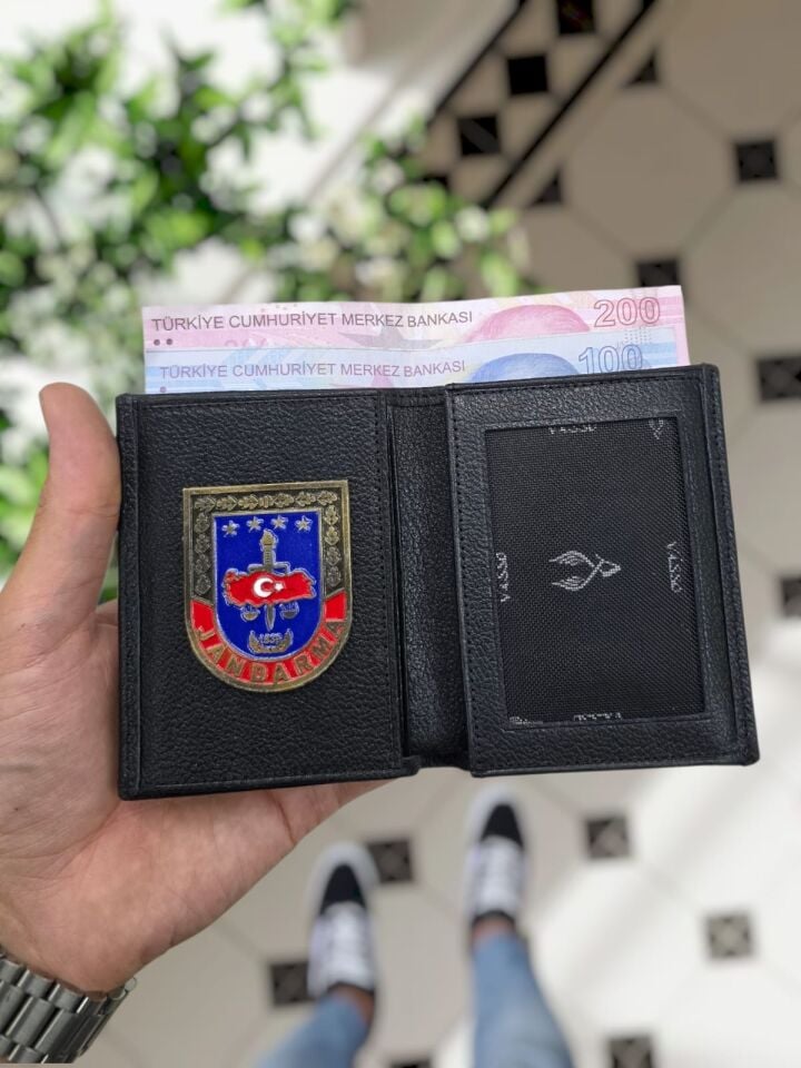 VİSSO 1131 HAKİKİ DERİ ÇANTA   İSME ÖZEL JANDARMA ROZETLİ KAĞIT PARA VE KİMLİK BÖLMELİ ERKEK VE KADIN CÜZDAN