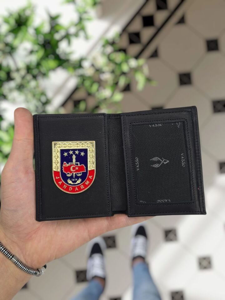 VİSSO 1131 Jandarma Rozetli HAKİKİ DERİ ÇANTA   İSME ÖZEL JANDARMA ROZETLİ KAĞIT PARA VE KİMLİK BÖLMELİ ERKEK VE KADIN CÜZDAN