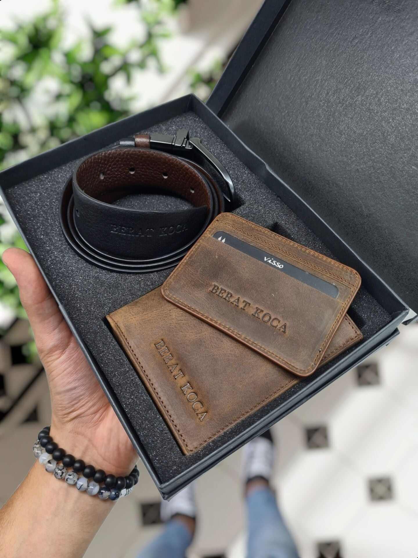 VİSSO 155  Cüzdan + Kemer HAKİKİ DERİ YAVRU KARTLIKLI İKİ KİMLİK BÖLMELİ BAY BAYAN KULLANIMLI CÜZDAN ÇANTA 155 KM + ÇİFT YÖN KEMER