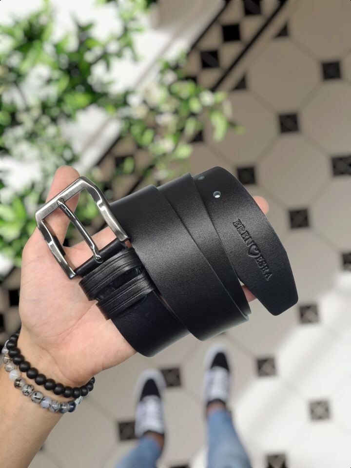 VİSSO 229 Hakiki Deri Çift Renkli SİYAH - SİYAH Garni Cüzdan  Renk Deri Çanta + NAPA KEMER KOT