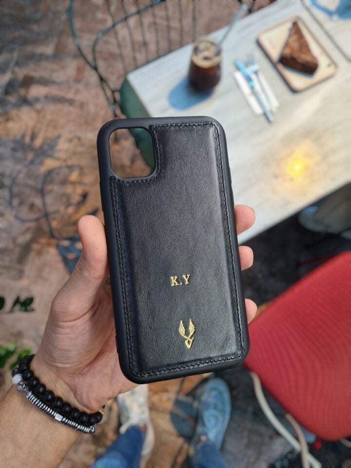 İphone 15 MODEL CAPTAİN BLACK Deri Kılıf VİSSO Hakiki Deri İsme Özel Kişiselleştirme Kadın Erkek Kullanım Unisex Telefon Kılıf