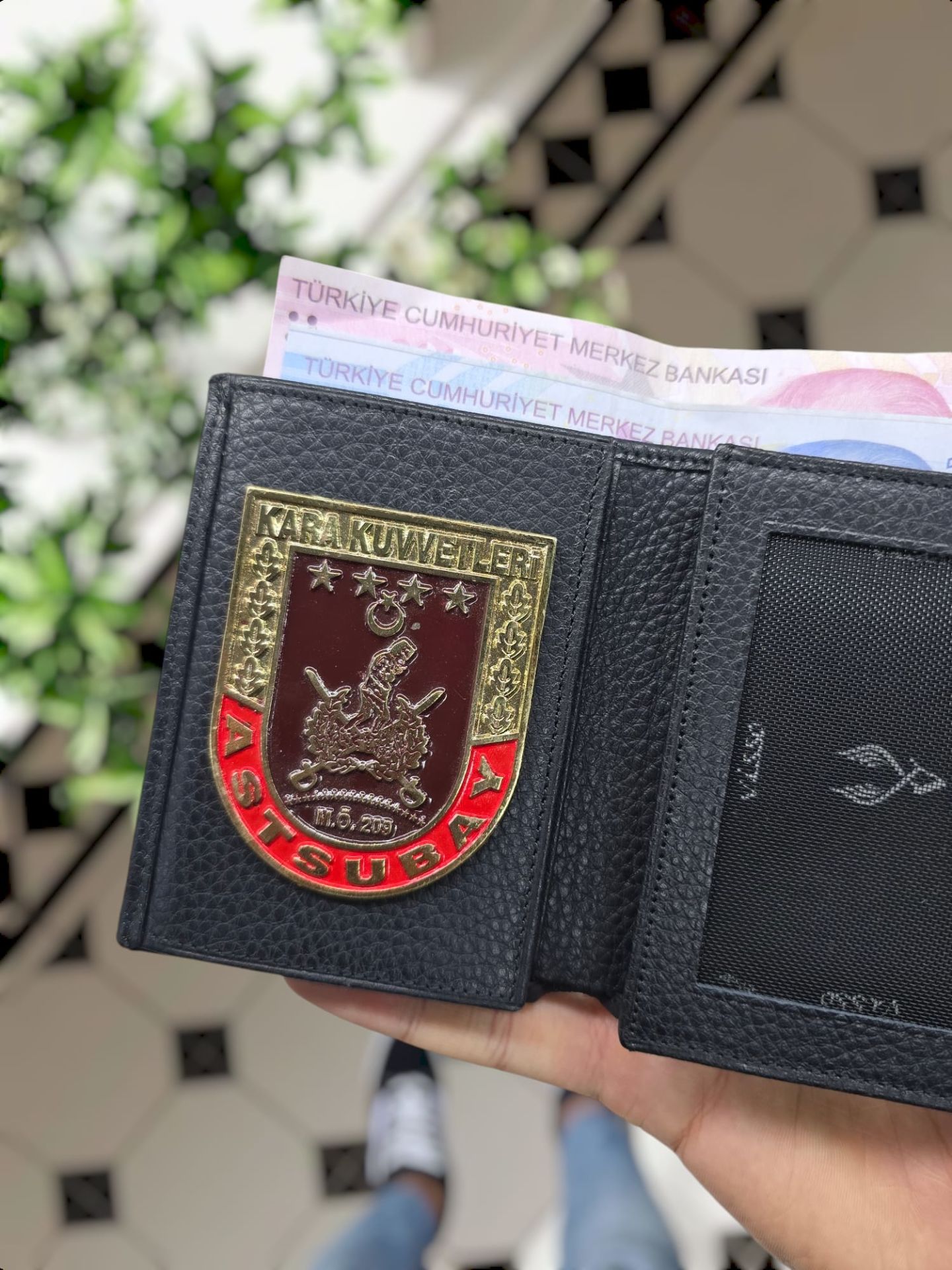 VİSSO 1131 HAKİKİ DERİ ÇANTA İSME ÖZEL ASTSUBEY ROZETLİ KAĞIT PARA VE KİMLİK BÖLMELİ ERKEK VE KADIN CÜZDAN