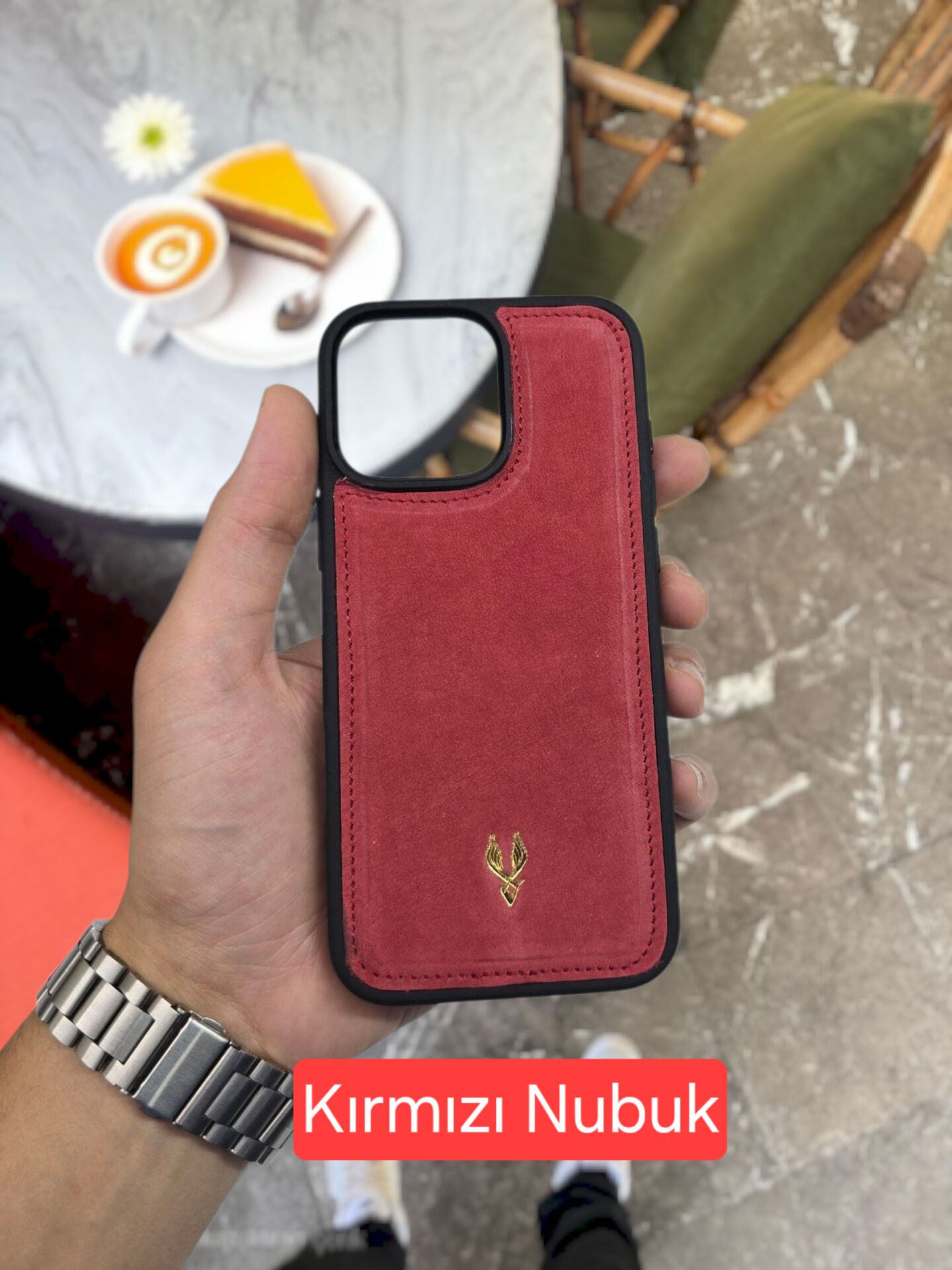 İphone 15 PLUS model KIRMIZI NUBUK Deri Kılıf VİSSO Hakiki Deri İsme Özel Kişiselleştirme Kadın Erkek Kullanım Unisex Telefon Kılıf