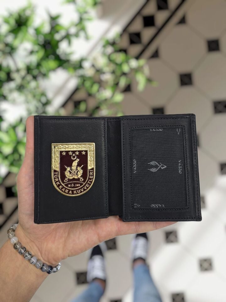 VİSSO 1131 Kara Kuvvetleri Rozetli HAKİKİ DERİ ÇANTA  İSME ÖZEL KARA KUVVETLERİ KOMUTANLIĞI ROZETLİ KAĞIT PARA VE KİMLİK BÖLMELİ ERKEK VE KADIN CÜZDAN