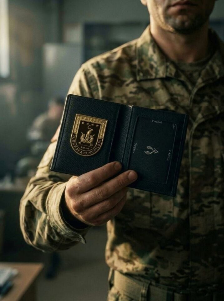 VİSSO 1131 Kara Kuvvetleri Rozetli HAKİKİ DERİ ÇANTA  İSME ÖZEL KARA KUVVETLERİ KOMUTANLIĞI ROZETLİ KAĞIT PARA VE KİMLİK BÖLMELİ ERKEK VE KADIN CÜZDAN