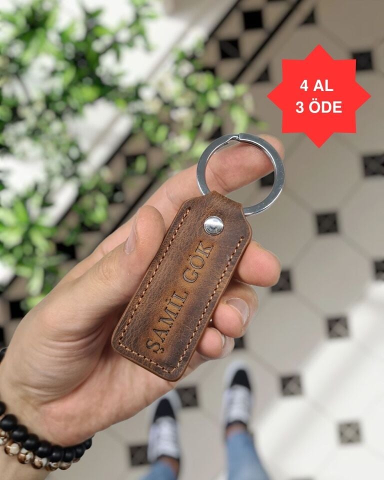 1020  Hakiki Deri Anahtarlık - Visso Fındık Matrix Renk  Hakiki Deri Anahtarlık Çanta