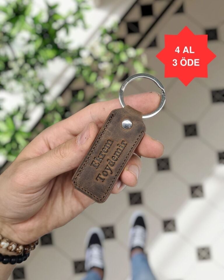 1020  Hakiki Deri Anahtarlık - Visso Kahve Matrix Renk Hakiki Deri Anahtarlık Çanta