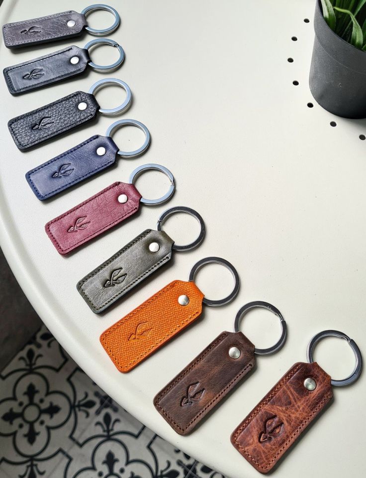 Hakiki Deri Anahtarlık - Kişiye Özel Deri Anahtarlık Çanta Bordo Croco