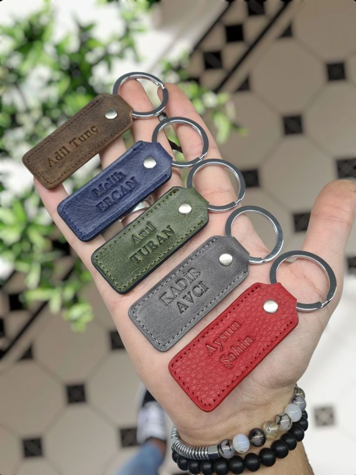 Hakiki Deri Anahtarlık - Visso Gri Renk Hakiki Deri Anahtarlık Çanta