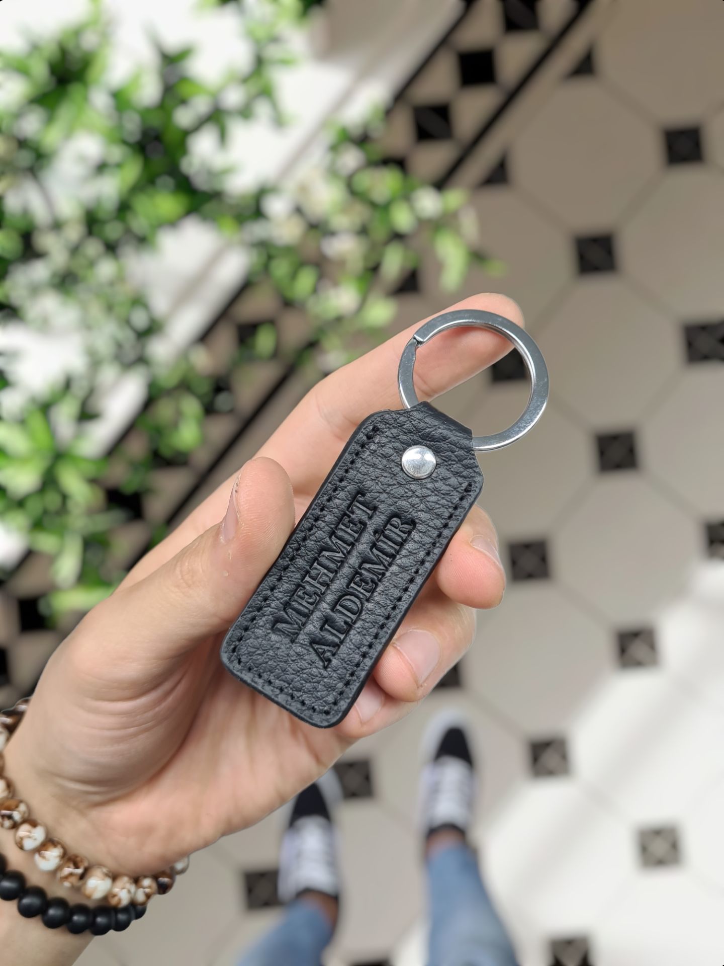 Hakiki Deri Anahtarlık - Visso Siyah Gutty Renk Hakiki Deri Anahtarlık Çanta