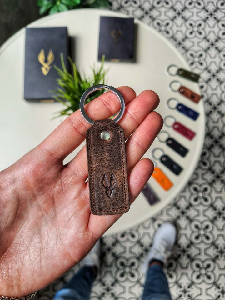 Hakiki Deri Anahtarlık - Visso Kahve Matrix Renk Hakiki Deri Anahtarlık Çanta