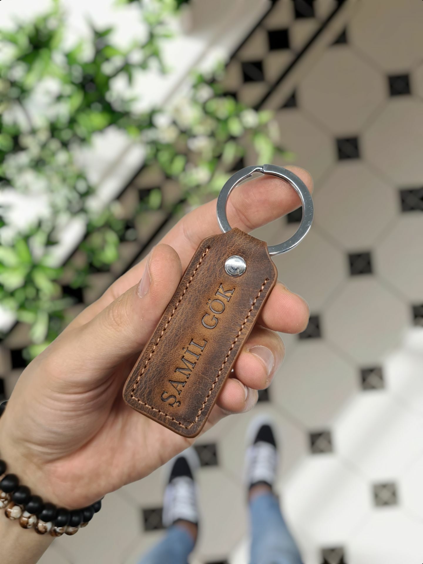 Hakiki Deri Anahtarlık - Visso Fındık Matrix Renk  Hakiki Deri Anahtarlık Çanta