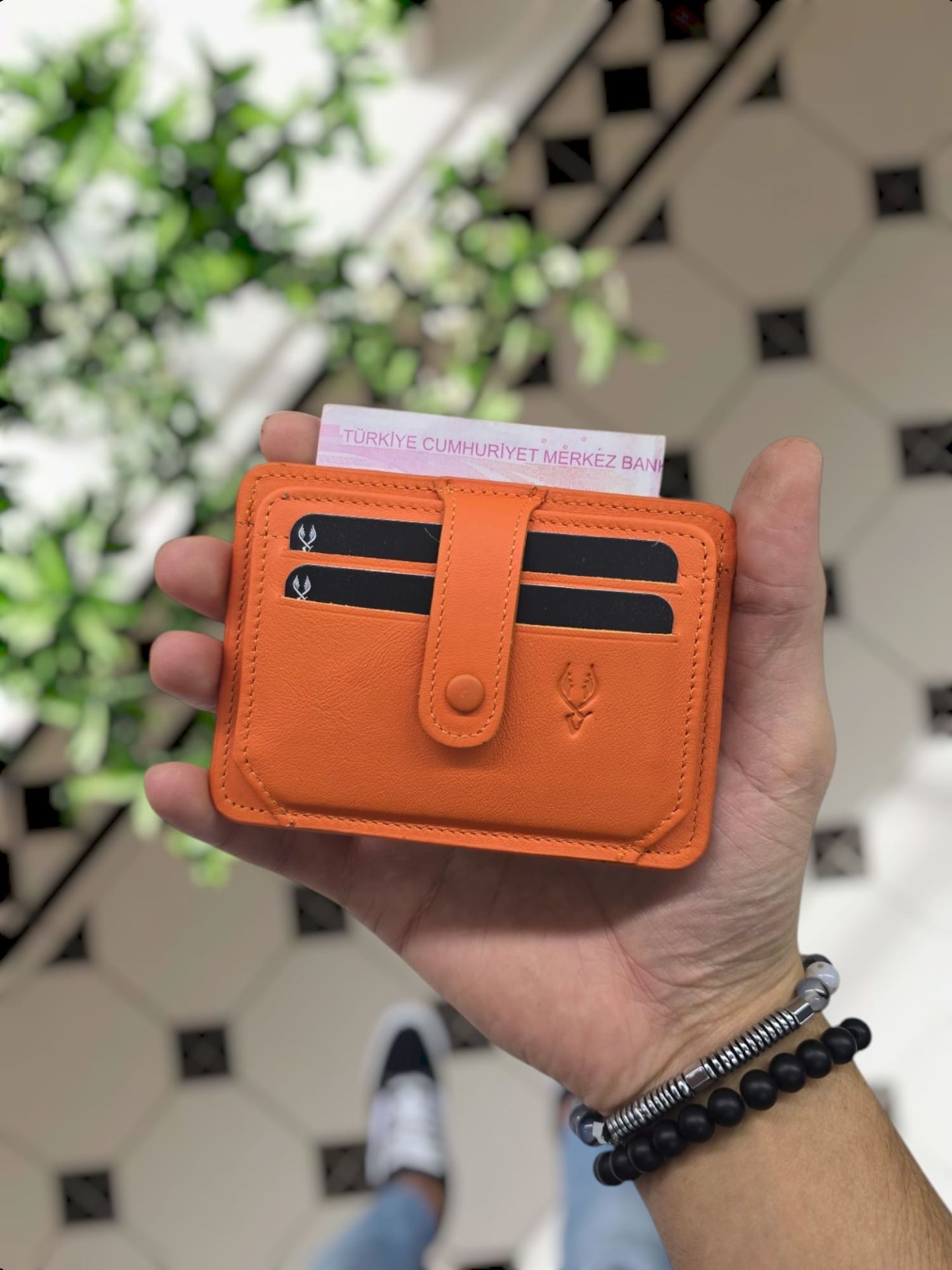 VİSSO 653 Hakiki Deri ÇANTA İSME ÖZEL Kağıt Para Bölmeli Kimlik Kart Gözlü  ERKEK VE KADIN  Kredi Kartlık Cüzdan Çanta TURUNCU NAPA