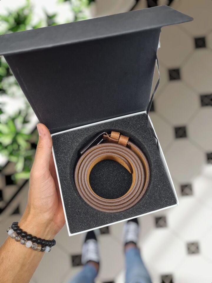 VİSSO Hakiki Deri Crayz Tiguan 4 cm Kemer FINDIK Renk Deri