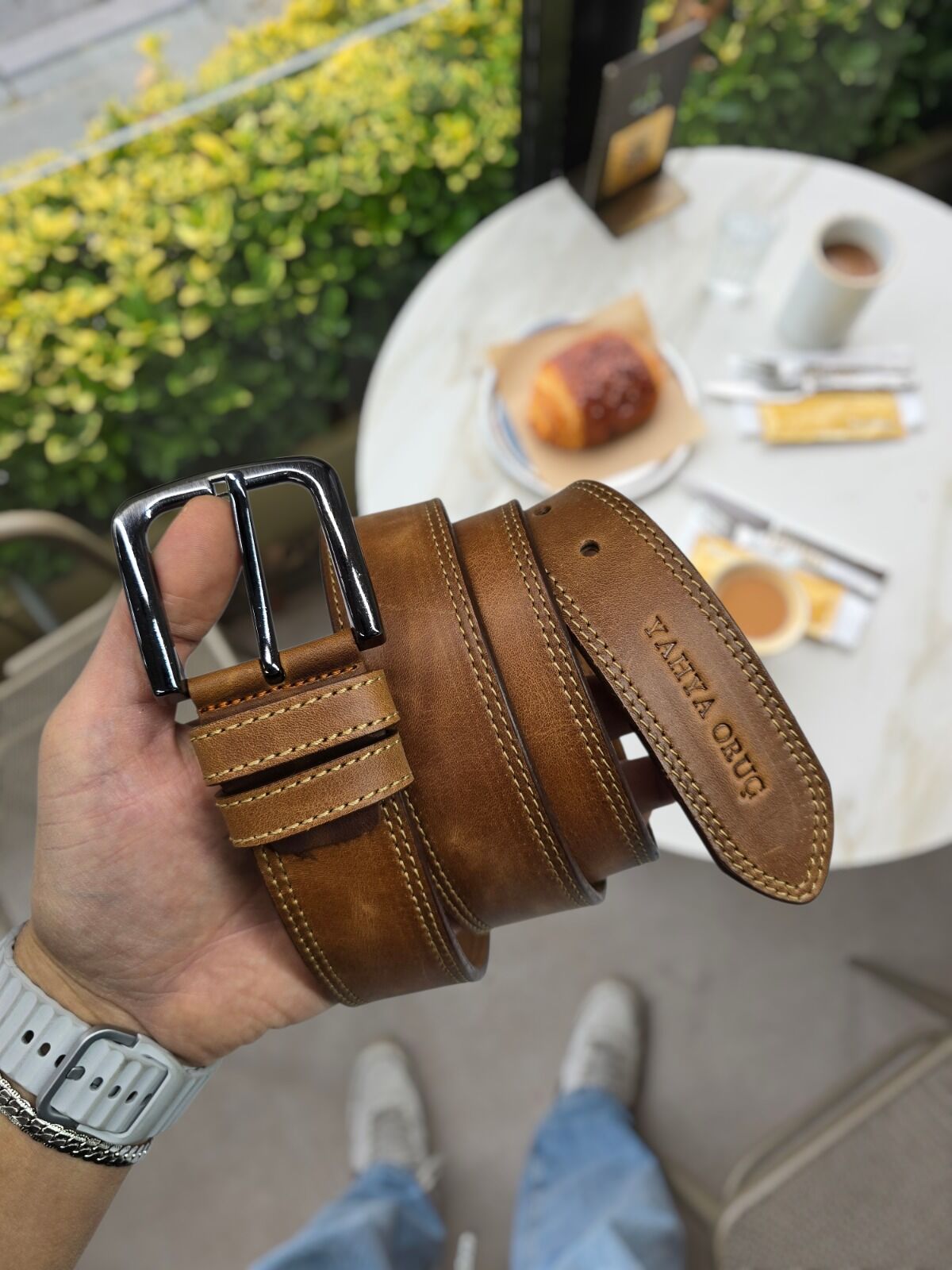 VİSSO Hakiki Deri Crayz Tiguan 4 cm Kemer FINDIK Renk Deri