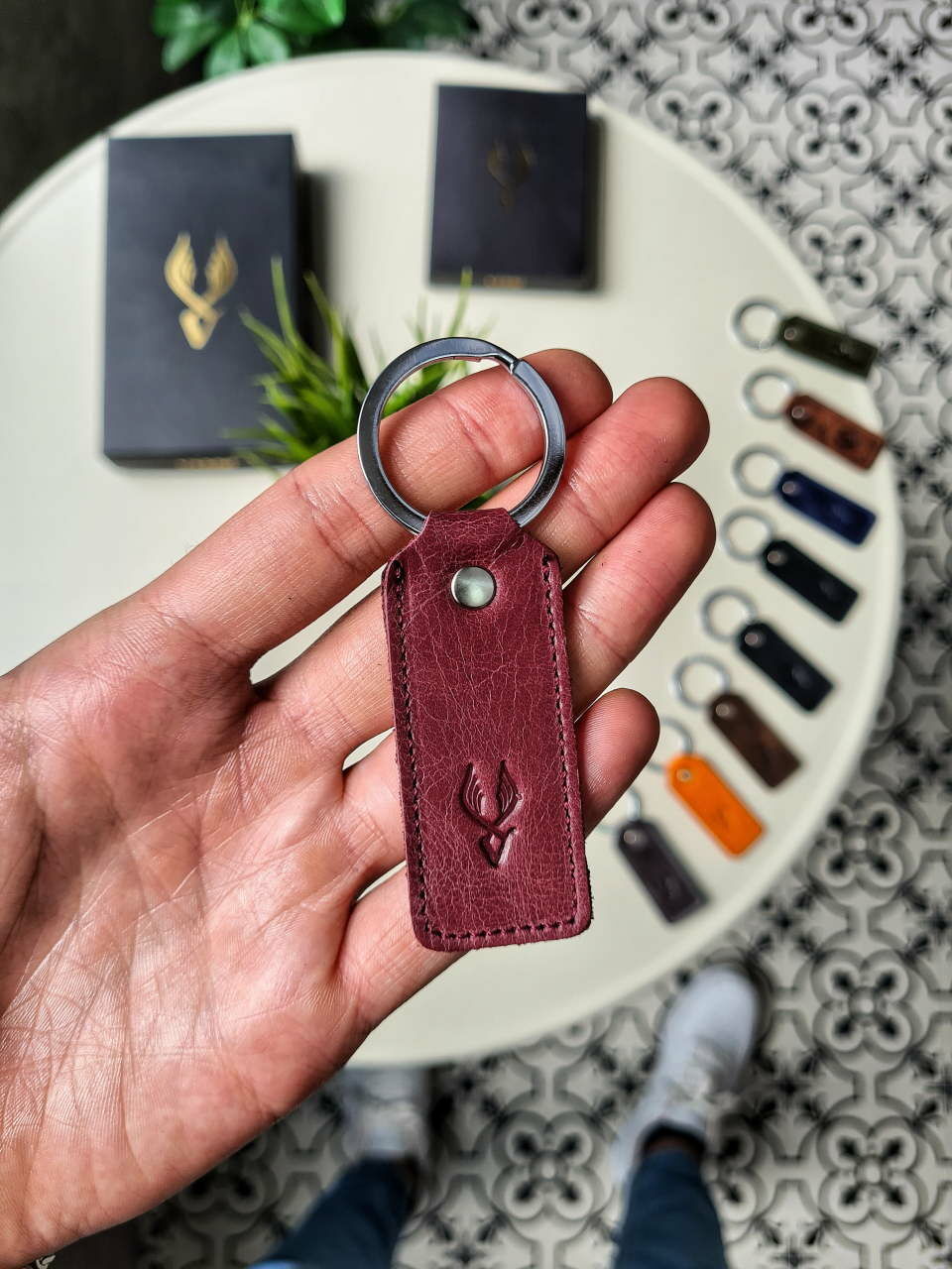Hakiki Deri Anahtarlık - Visso Bordo Renk Hakiki Deri Anahtarlık Çanta
