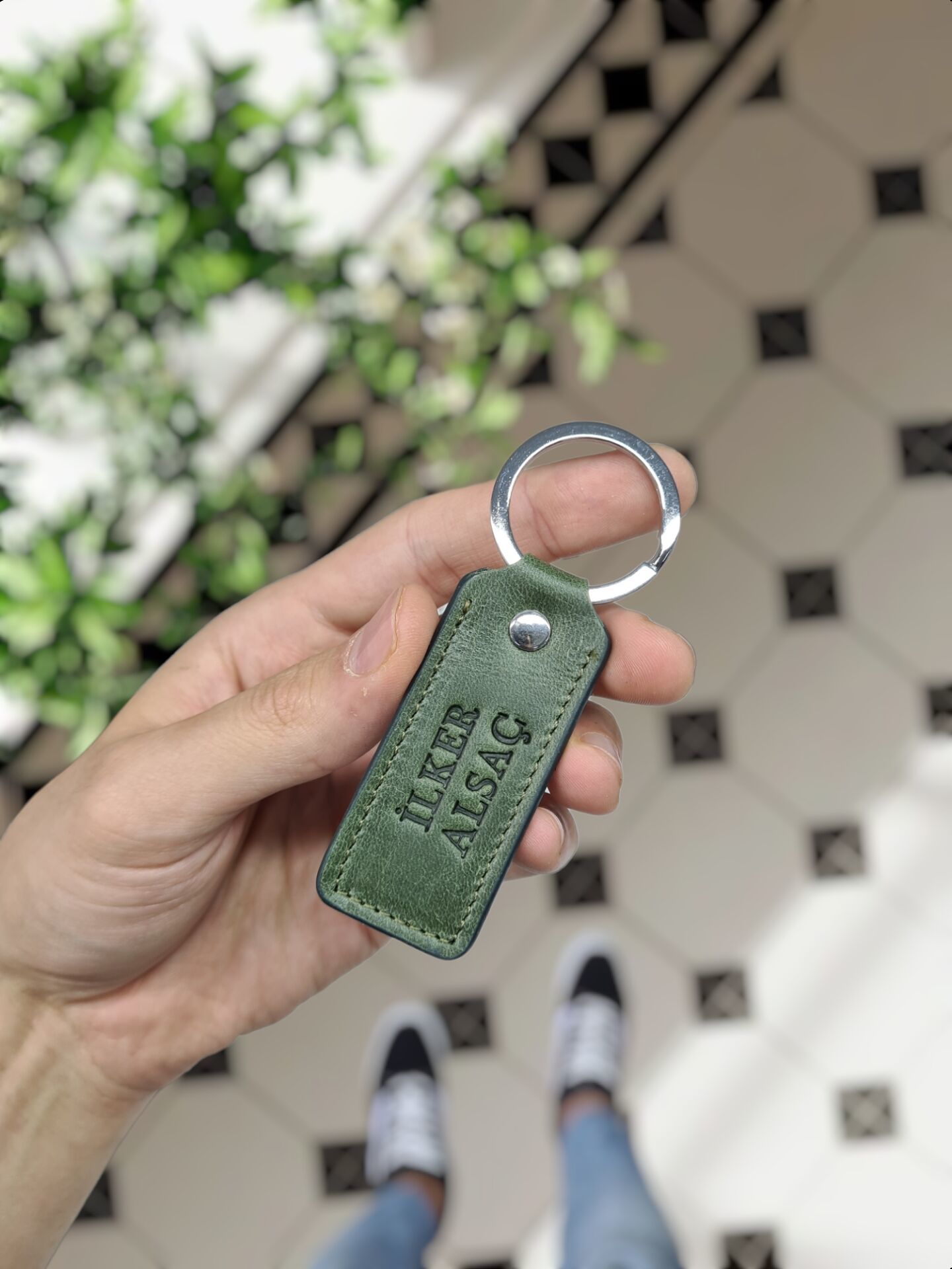 Hakiki Deri Anahtarlık - Visso Yeşil Granada Hakiki Deri Anahtarlık Çanta