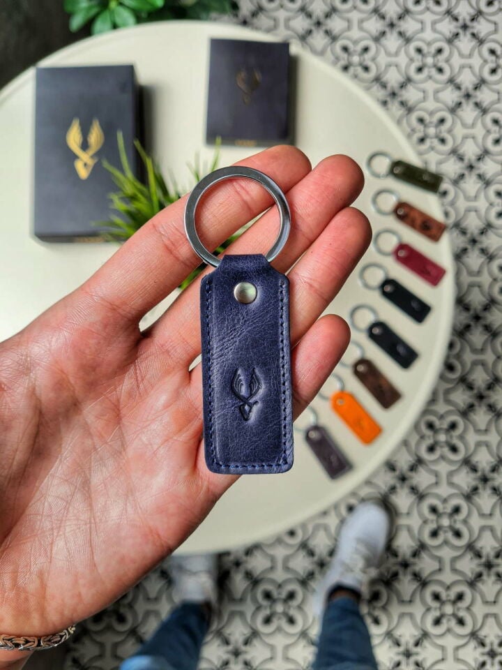 Hakiki Deri Anahtarlık - Visso Lacivert Kurtuba Hakiki Deri Anahtarlık Çanta