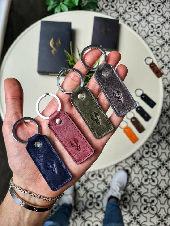 Hakiki Deri Anahtarlık - Visso Lacivert Kurtuba Hakiki Deri Anahtarlık Çanta