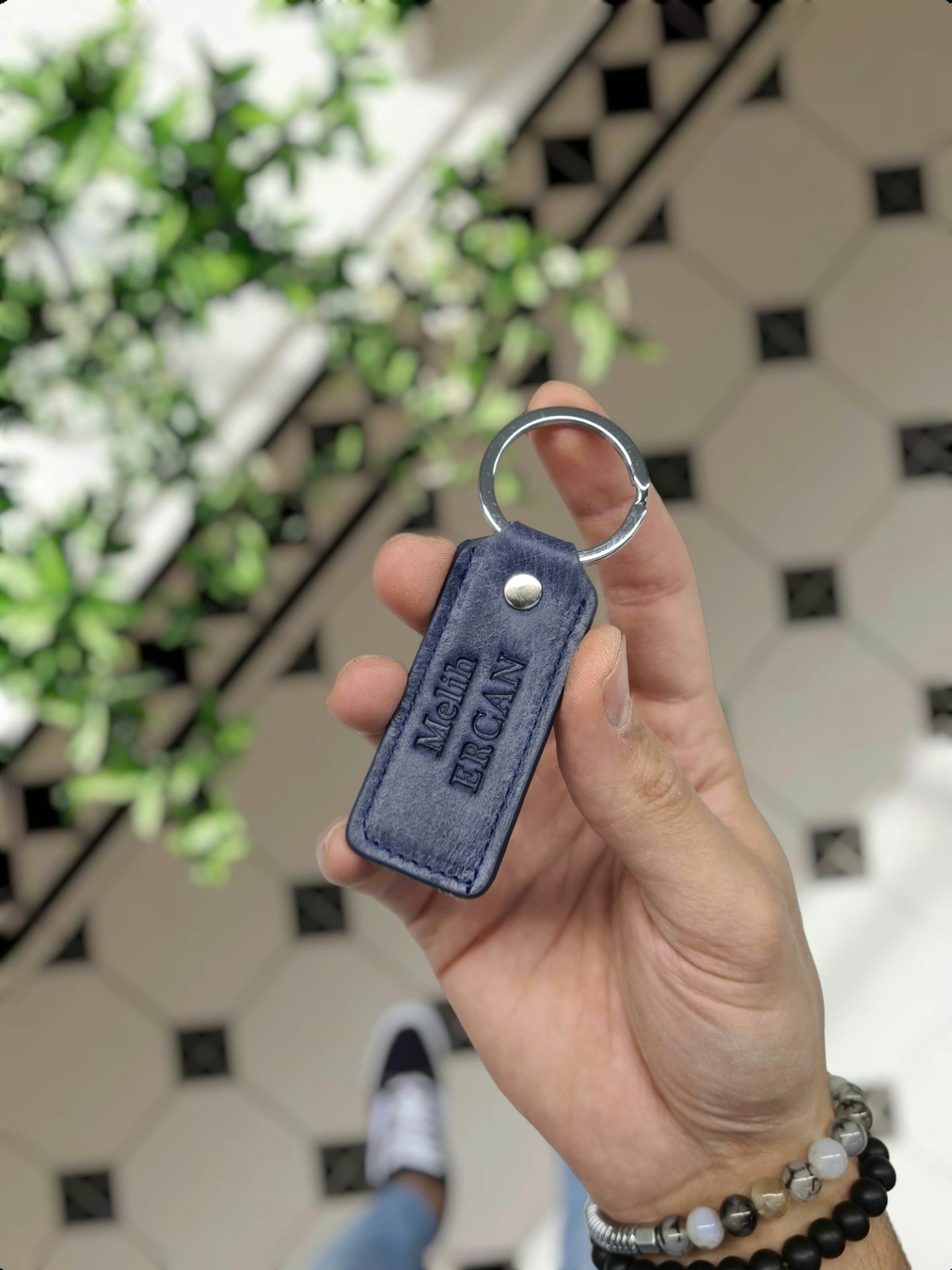 Hakiki Deri Anahtarlık - Visso Lacivert Kurtuba Hakiki Deri Anahtarlık Çanta