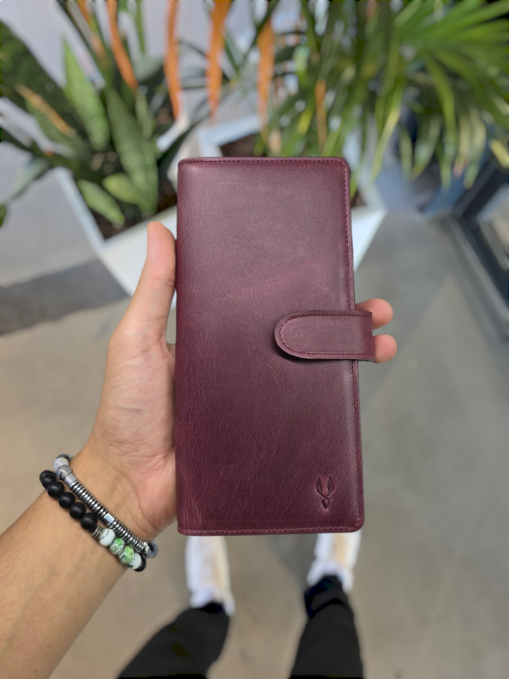 VİSSO 701 HAKİKİ ORİNAL DERİ ÇANTA Bordo Crayz  RENK ÇOK KARTLIK KAPASİTELİ TELEFON BÖLMELİ ÇITÇITLI KADIN VE ERKEK CÜZDAN EL ÇANTASI MODEL