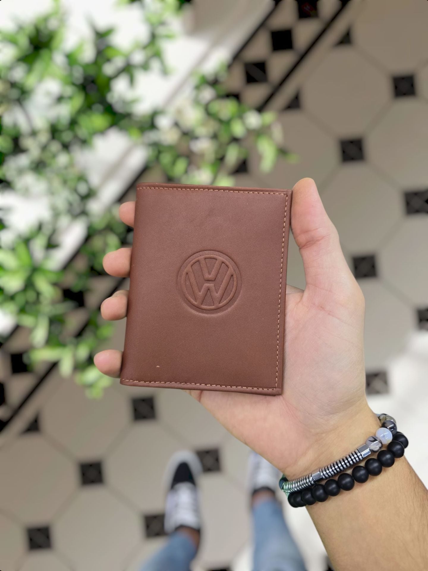Volkswagen VİSSO 1904 Hakiki Deri Araç Ruhsat Kılıfı İsme Özel Çanta Erkek Kadın Modeli VOLKWAGEN  KAHVE NAPA