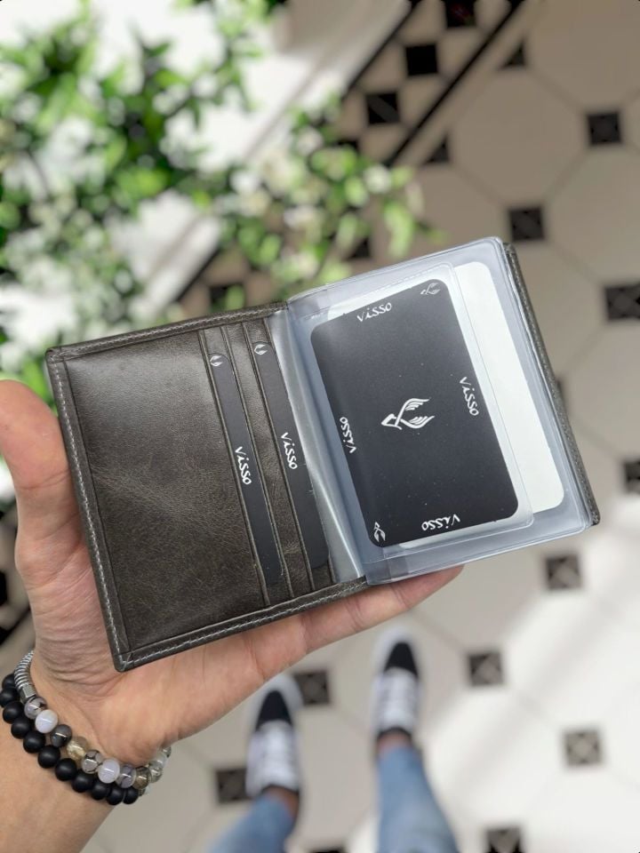 BMW VİSSO 1904 Hakiki Deri Araç Ruhsat Kılıf İsme Özel Çanta Erkek Kadın Modeli  BMW GRİ