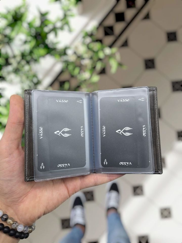 BMW VİSSO 1904 Hakiki Deri Araç Ruhsat Kılıf İsme Özel Çanta Erkek Kadın Modeli  BMW GRİ