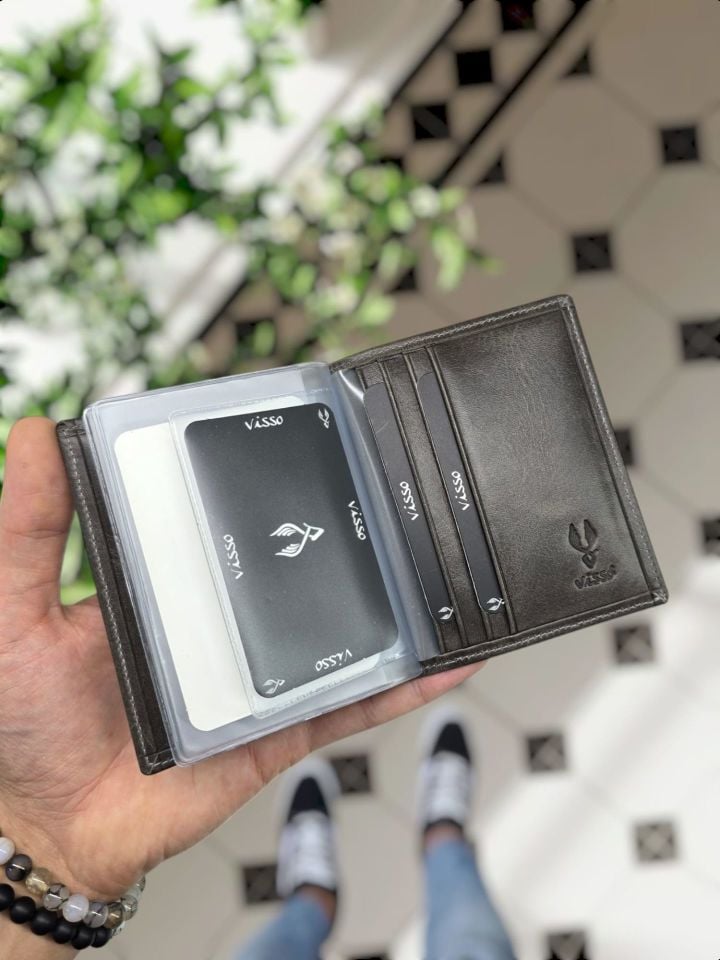 BMW VİSSO 1904 Hakiki Deri Araç Ruhsat Kılıf İsme Özel Çanta Erkek Kadın Modeli  BMW GRİ