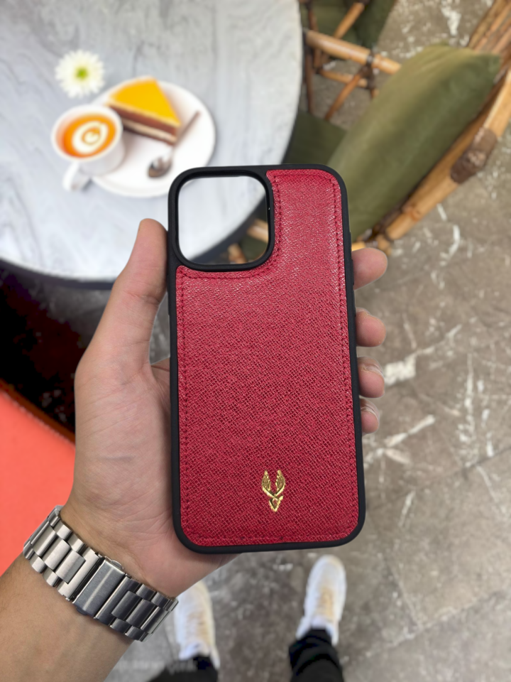 İphone 16 PRO MAX model  KIRMIZI PRD Deri Kılıf VİSSO Hakiki Deri İsme Özel Kişiselleştirme Kadın Erkek Kullanım Unisex Telefon Kılıf