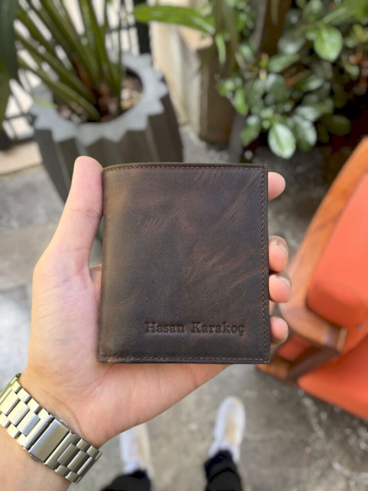 VİSSO 114 Cüzdan + Kemer HAKİKİ DERİ KİMLİK BÖLMELİ BAY BAYAN KULLANIMLI CÜZDAN Kahve Matrix