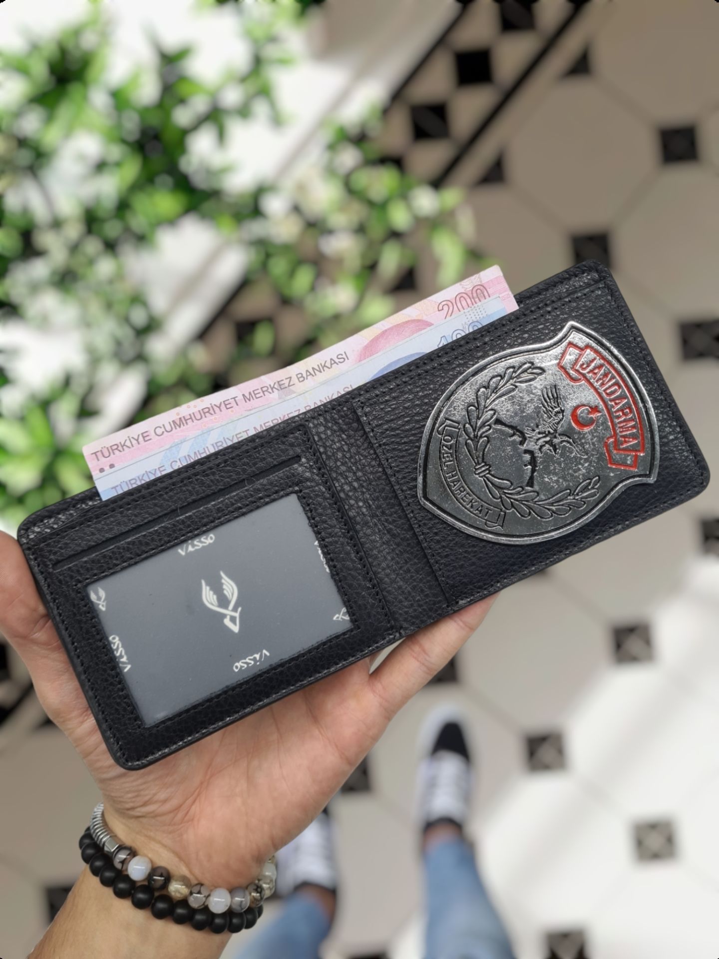 VİSSO 1236 HAKİKİ DERİ ÇANTA İSME ÖZEL KAHVE MATRİX JANDARMA Özel Harekat ROZETLİ KAĞIT PARA VE KİMLİK BÖLMELİ ERKEK VE KADIN CÜZDAN JÖH