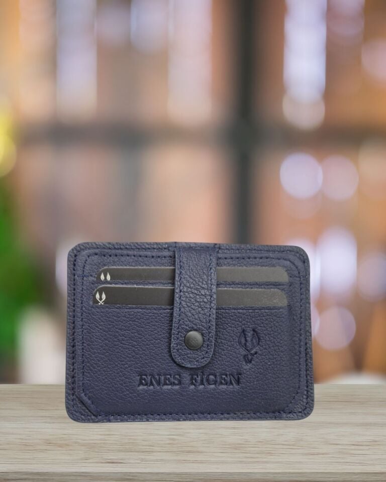 VİSSO 653 Hakiki Deri ÇANTA İSME ÖZEL Kağıt Para Bölmeli Kimlik Kart Gözlü  ERKEK VE KADIN  Kredi Kartlık Cüzdan Çanta Lacivert GUTTY