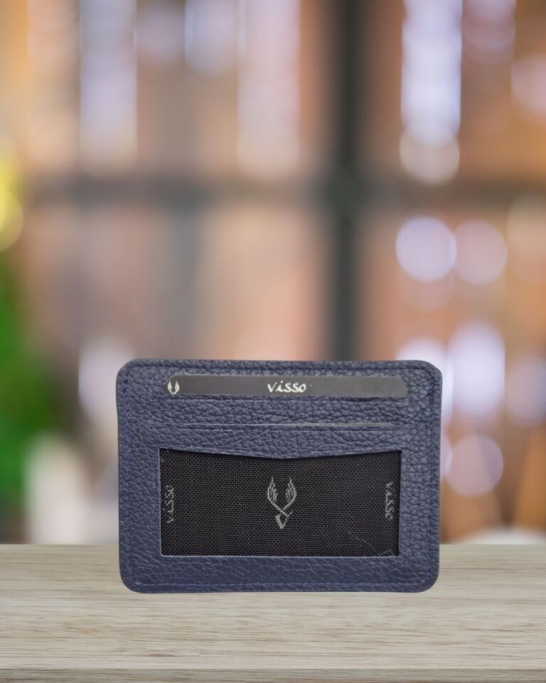 VİSSO 653 Hakiki Deri ÇANTA İSME ÖZEL Kağıt Para Bölmeli Kimlik Kart Gözlü  ERKEK VE KADIN  Kredi Kartlık Cüzdan Çanta Lacivert GUTTY