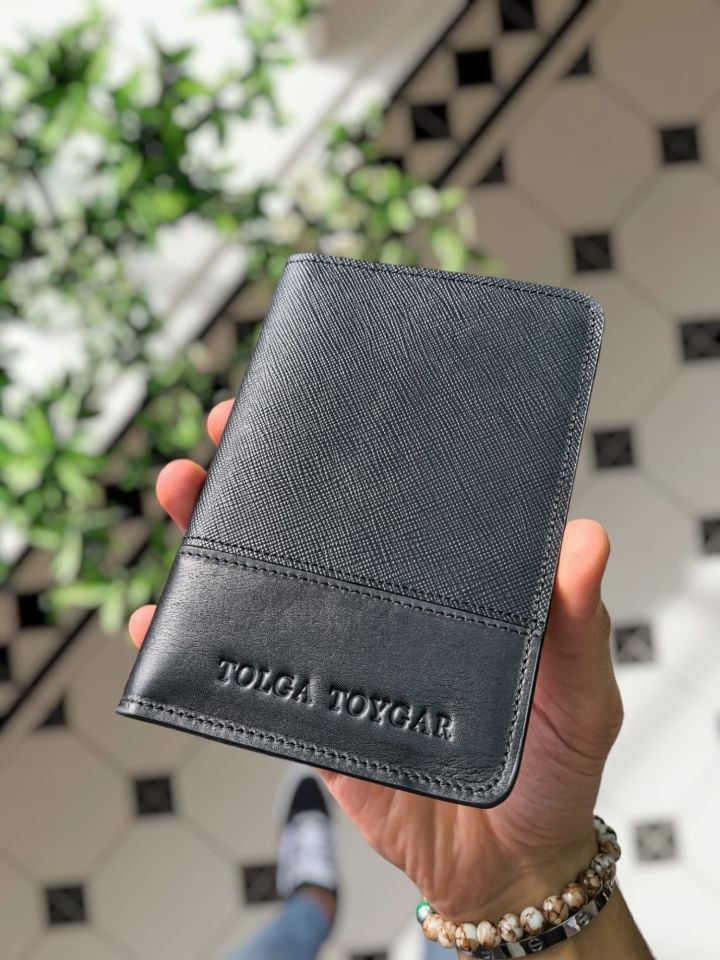 VİSSO 911 HAKİKİ ORJİNAL DERİ ÇANTA KREDİ KART VE KİMLİK HAZNELİ PASAPORTLUK - DERİ PASAPORT KILIFI Siyah prd - ÇİFT DESENLİ