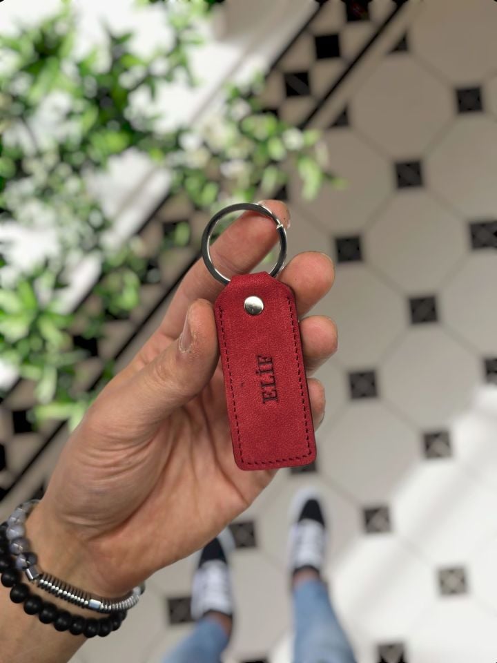 VİSSO 661 GERÇEK DERİ ÇANTA İSME ÖZEL ERKEK VE KADIN İÇİN FERMUARLI AKORDİYON-YELPAZE KREDİ KARTLIK MODEL Kırmızı Nubuk Deri + Anahtarlık