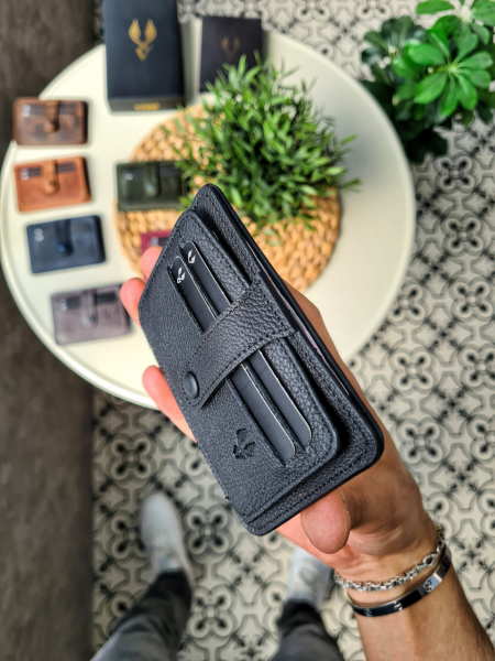 VİSSO 653 KARTLIK + ANAHTAR Hakiki Deri ÇANTA İSME ÖZEL Kağıt Para Bölmeli Kimlik Kart Gözlü SİYAH DERİ ERKEK VE KADIN  Kredi Kartlık Cüzdan