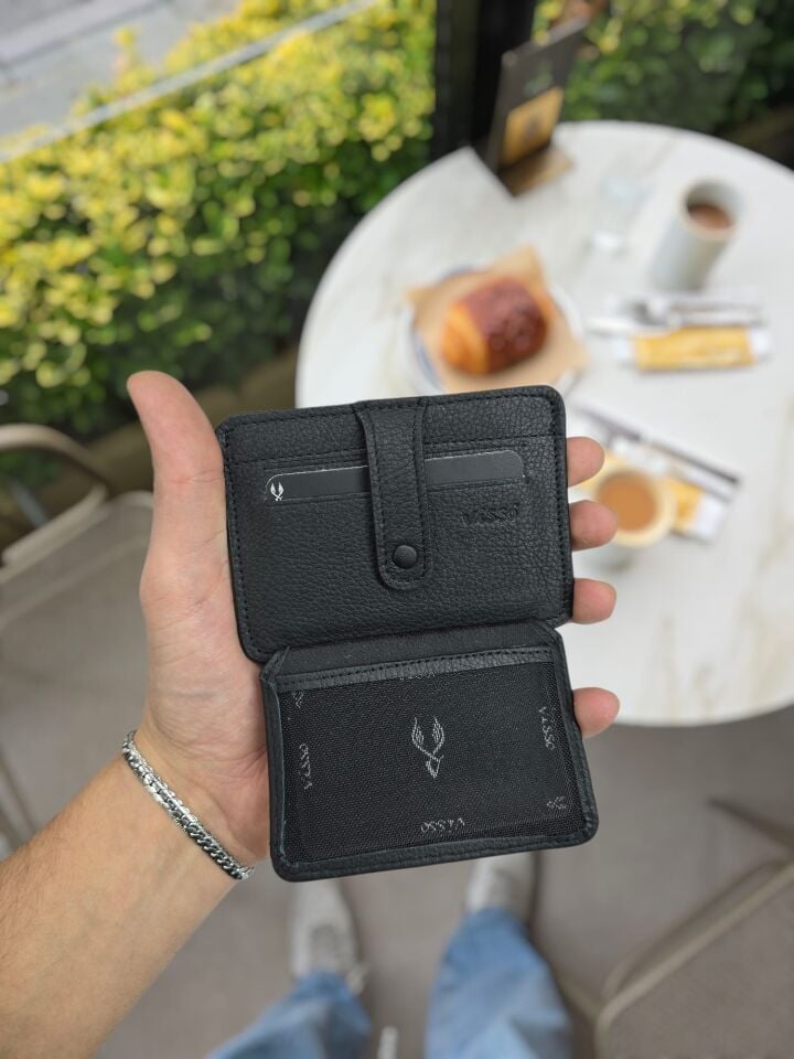 VİSSO 653 KARTLIK + ANAHTAR Hakiki Deri ÇANTA İSME ÖZEL Kağıt Para Bölmeli Kimlik Kart Gözlü SİYAH DERİ ERKEK VE KADIN  Kredi Kartlık Cüzdan