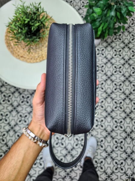 VİSSO 502 Hakiki Deri İsme Özel  SİYAH GUTTY Deri Çanta & El Çantası