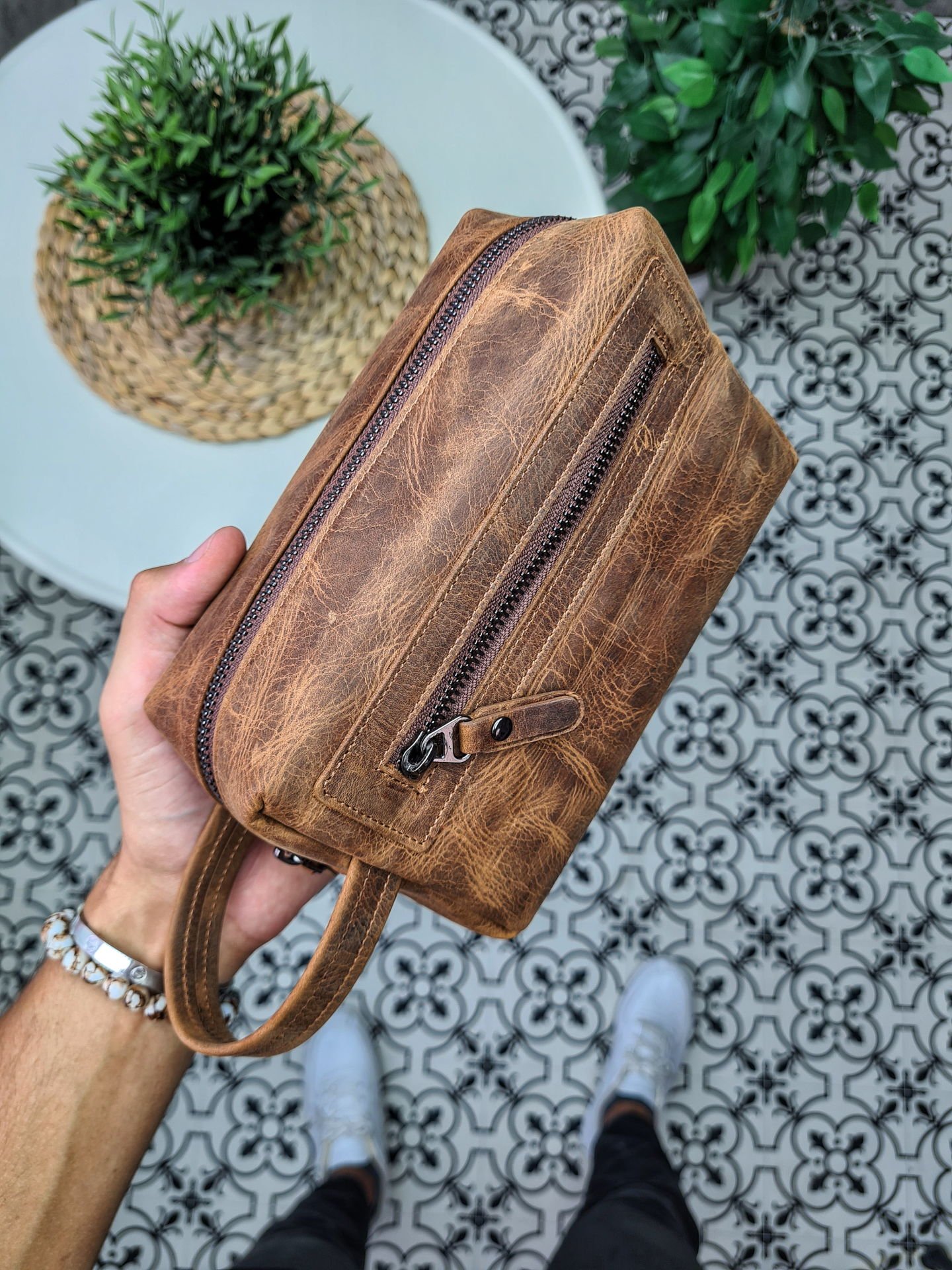 VİSSO 502 Hakiki Deri İsme Özel FINDIK MATRİX Deri Çanta & El Çantası